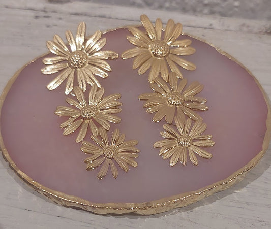 Brincos 3 flores Dourado