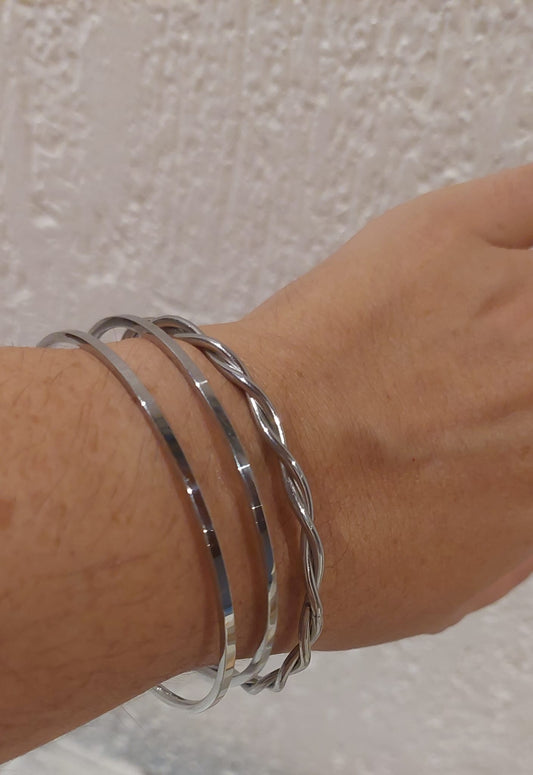 Pulseiras 3 Escravas Prateadas