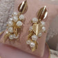 Brincos Corações Dourados Com Perolas