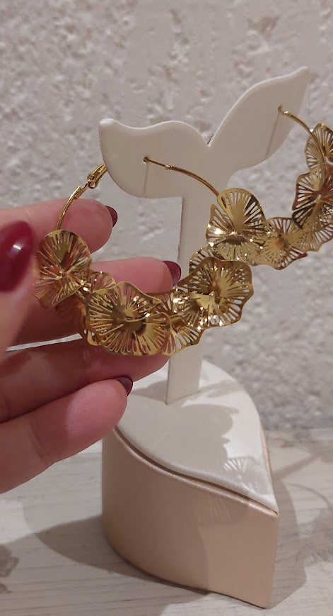 Brincos Argolas com Flores