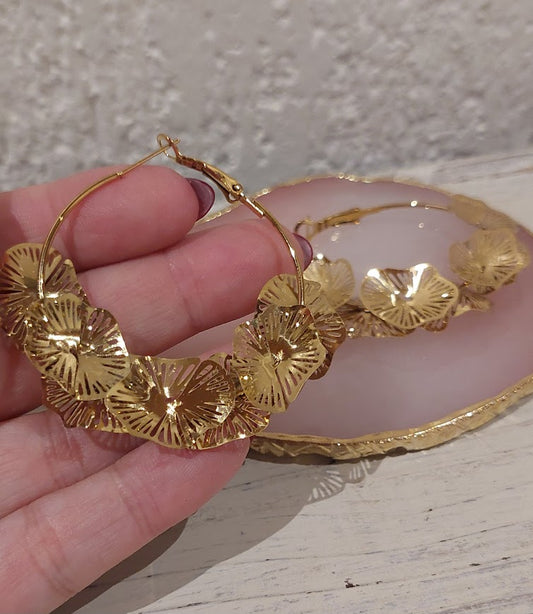 Brincos Argolas com Flores