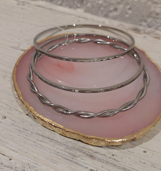 Pulseiras 3 Escravas Prateadas